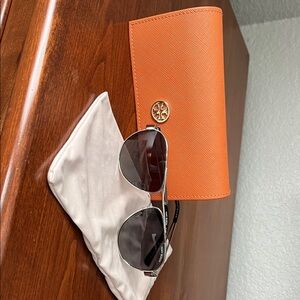 Tory Burch Silver Sunglasses with Orange case